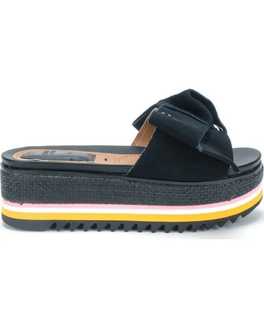 GIOSEPPO Platform Sandals Bow Slip On, 44059 BLACK, Multicolor, Sz 39, US Sz 8.5